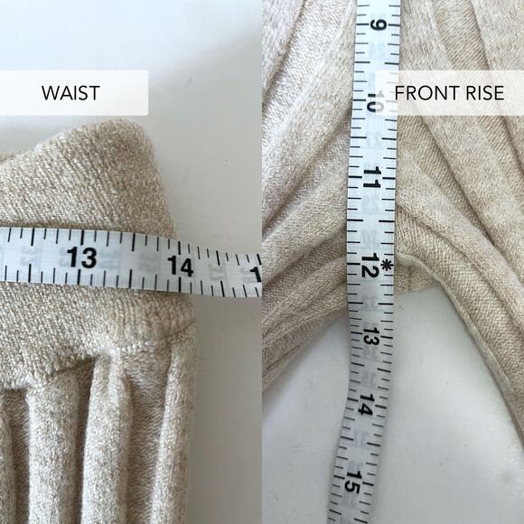 ANINE BING Val Wool Ribbed Knit Flared Pull On Pant in Cream Size M - Picture 11 of 12